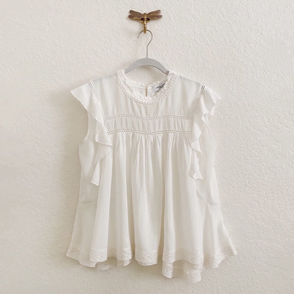 NWOT•CJLA•Boho White Sleeveless Top with Crocheted Details